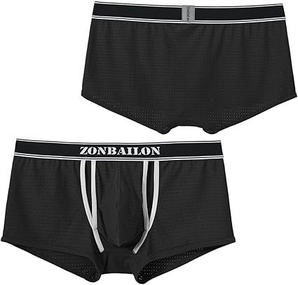 Mens Boxer Briefs Underwear Sexy Breathable Open Fly Mesh ...