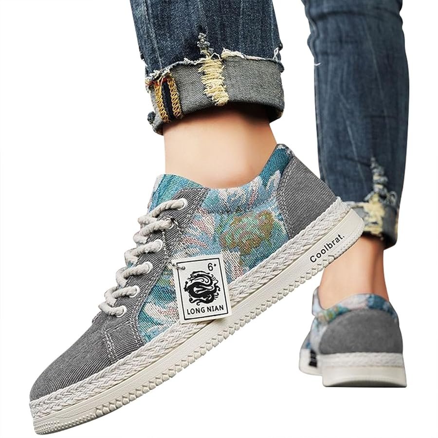 Mens Casual Canvas Shoes Men Casual Shoes Adjustable Thick ...