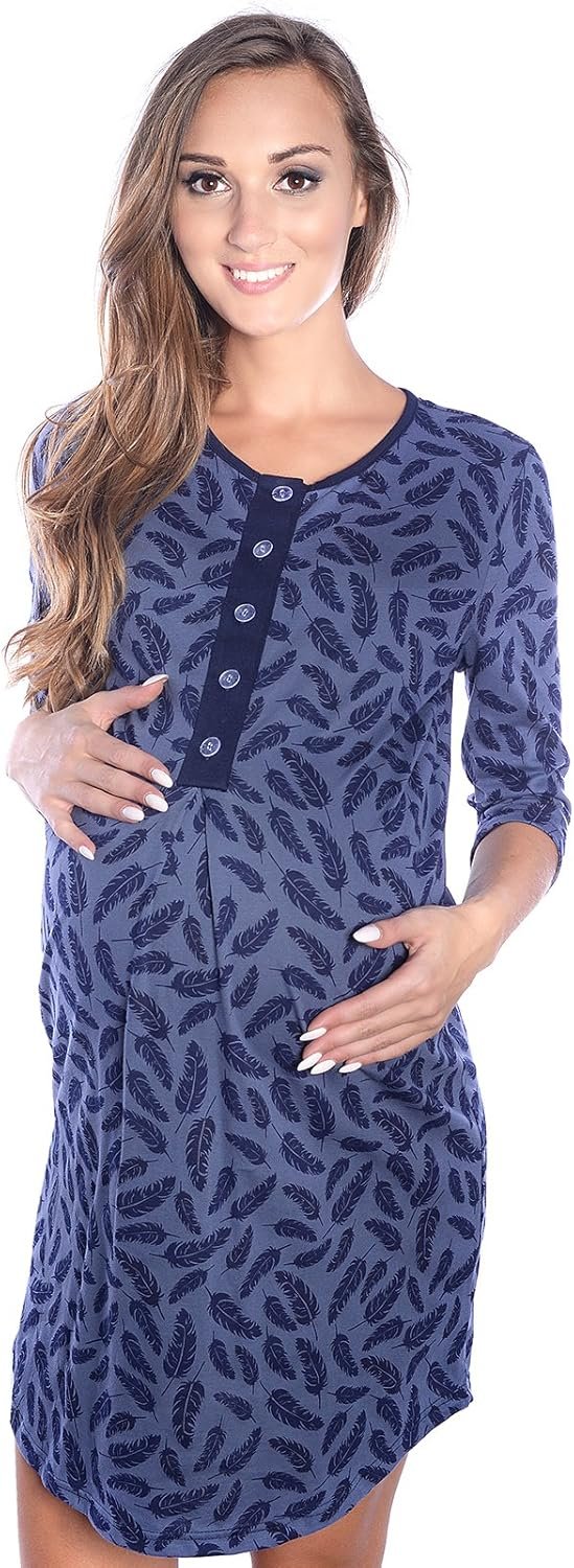 Mija - 2 in 1 Maternity/Nursing 100% Cotton Nightgown 4016