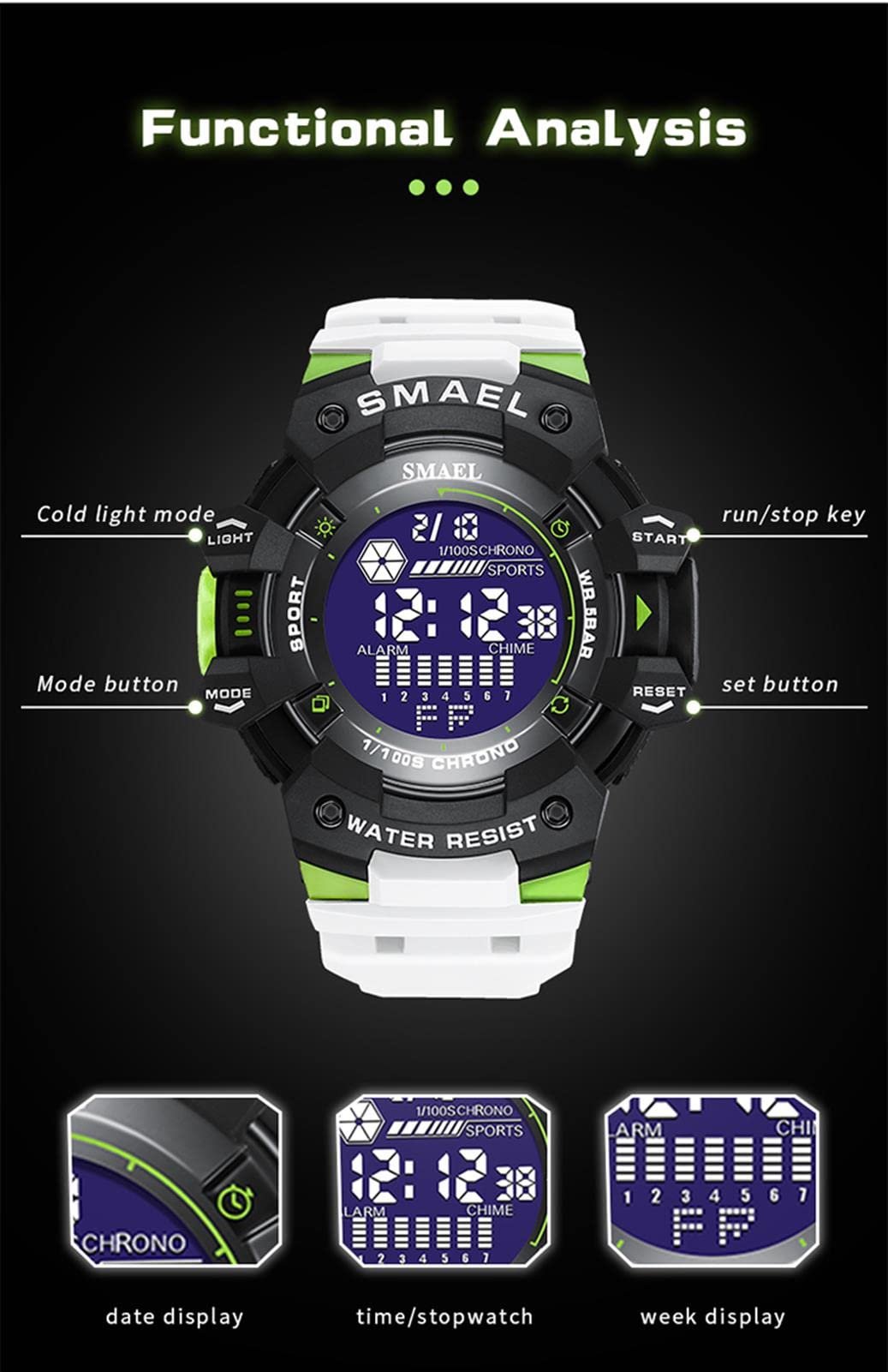 Military Sports Watches for Men 50M Waterproof, Big Face ...
