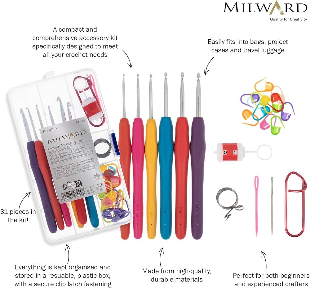 Milward Accessoires de tricot, assortis, 2 x 10 x 19,5 cm