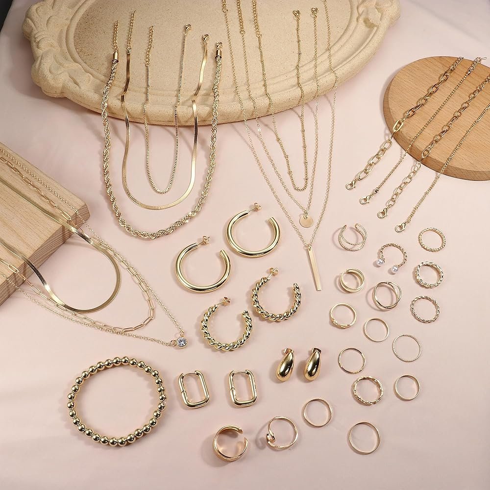 Morfetto Ensembles de Bijoux en Or pour Femmes Boucles d ...