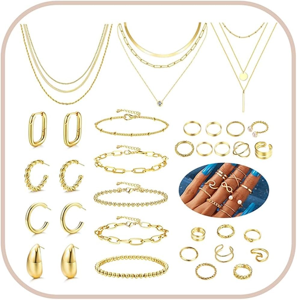 Morfetto Ensembles de Bijoux en Or pour Femmes Boucles d ...