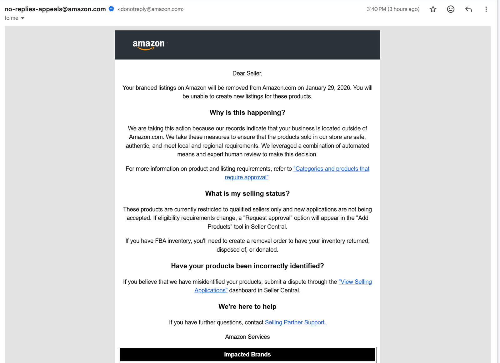 My products has been disposed without my authorization
