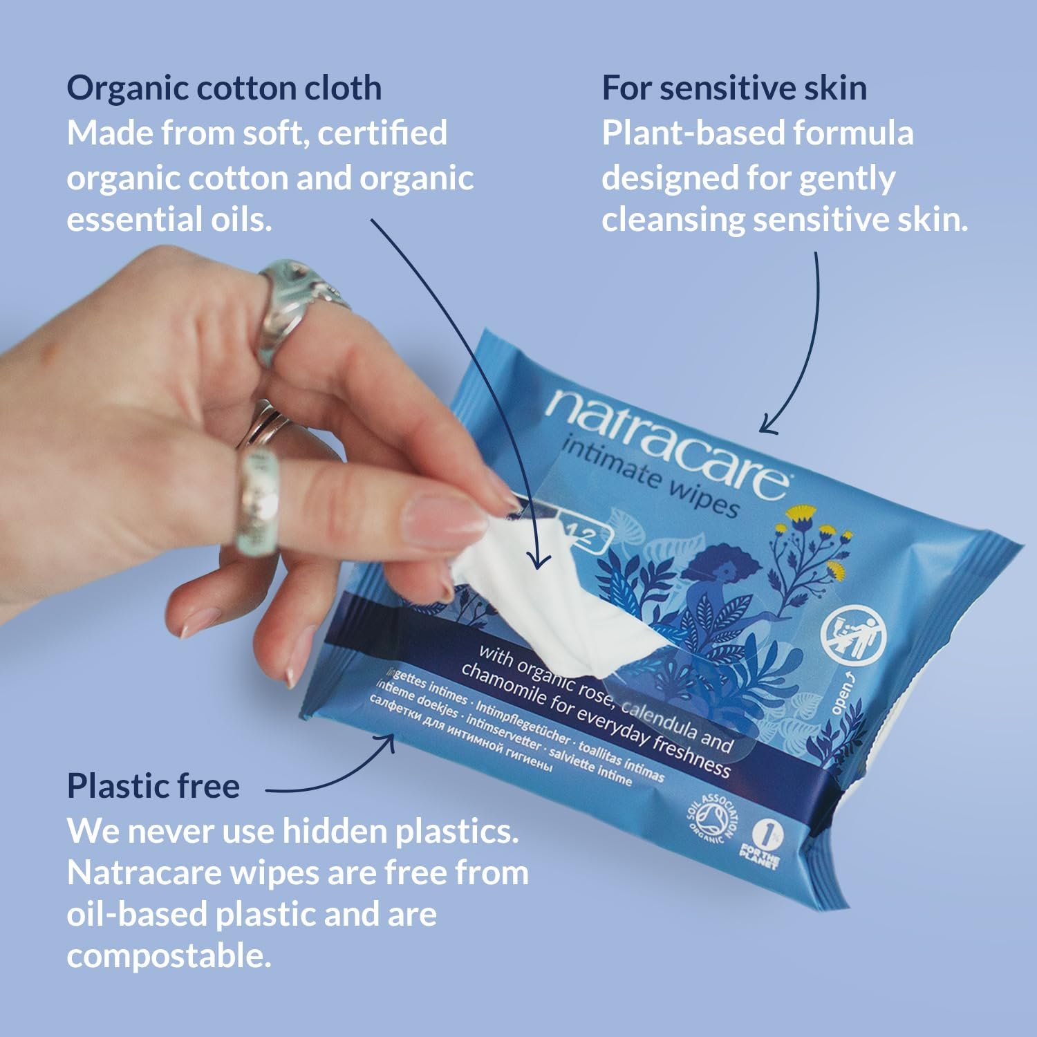 Organic Cotton Intimate Wipes - 12wipes