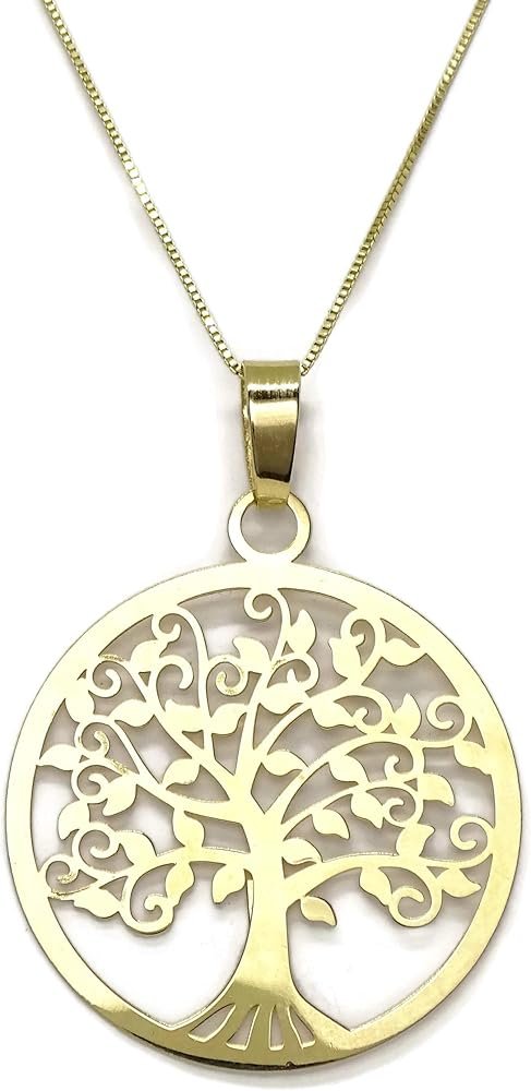 Pendentif Arbre de vie en or jaune 18 carats et chaîne vénitienne en ...