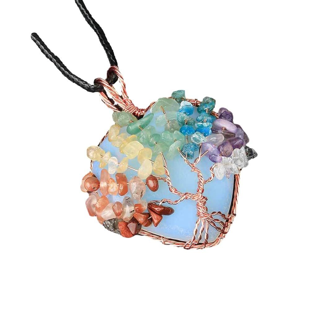 Pendentif Opale à Motif Creux pour Femmes, Collier élé en Pierres ...