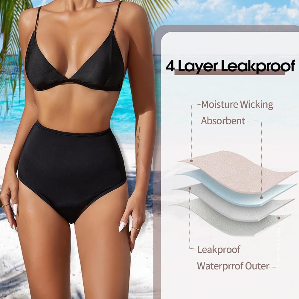 Period Swimwear for Women, 4 Layer Leakproof, Quick Dry & Super ...