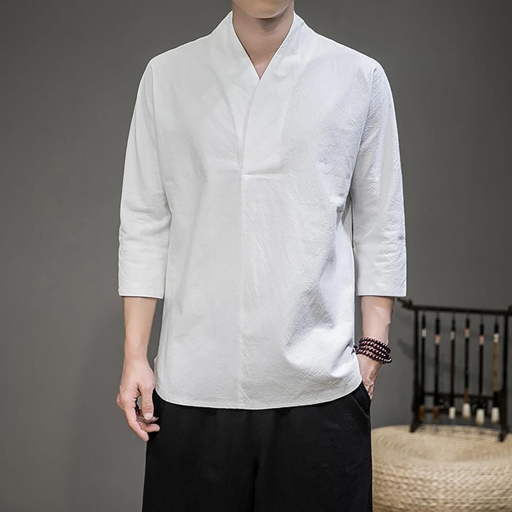 Chemise Décontractée Homme Col Mandarin Lin PODOLIXIA