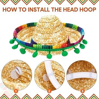 POPETPOP 3 Pieces Hats Hair Hoop Sombrero Mexican Headband ...