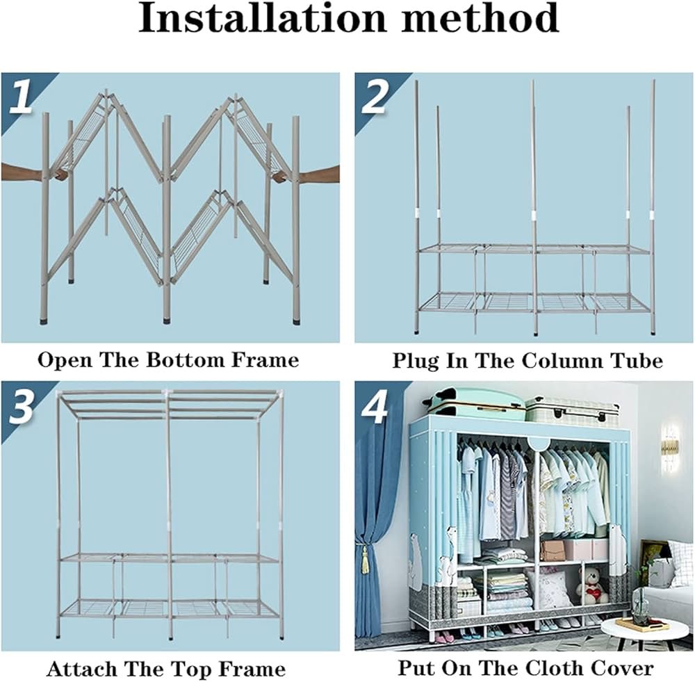 Portable Wardrobe Closets 55/63 Inch Wardrobe Organizer Portable ...
