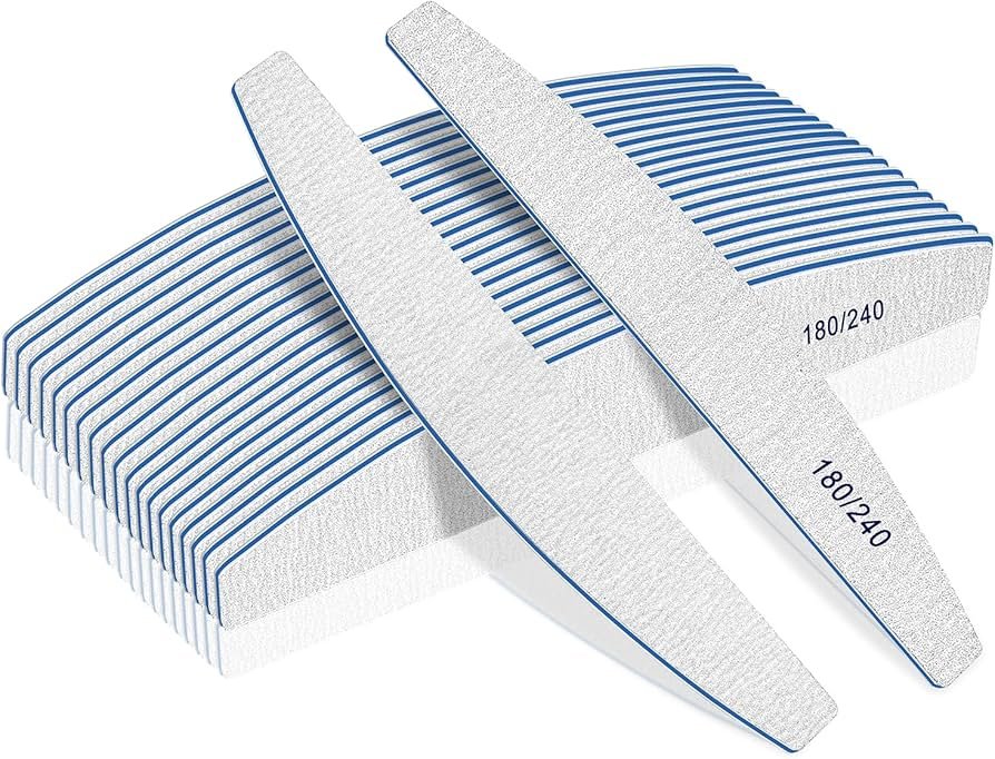 Professional Nail File 180/240 Grit, 12Pcs Emery Board for Natural ...