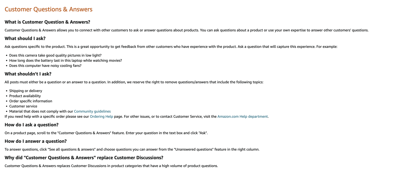 Questions et réponses client