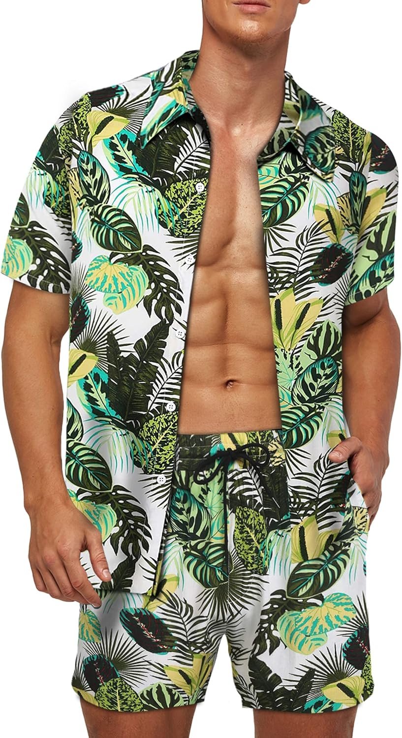 RAISEVERN Hommes Hawaïen Chemise/Shorts T-Shirts À ...