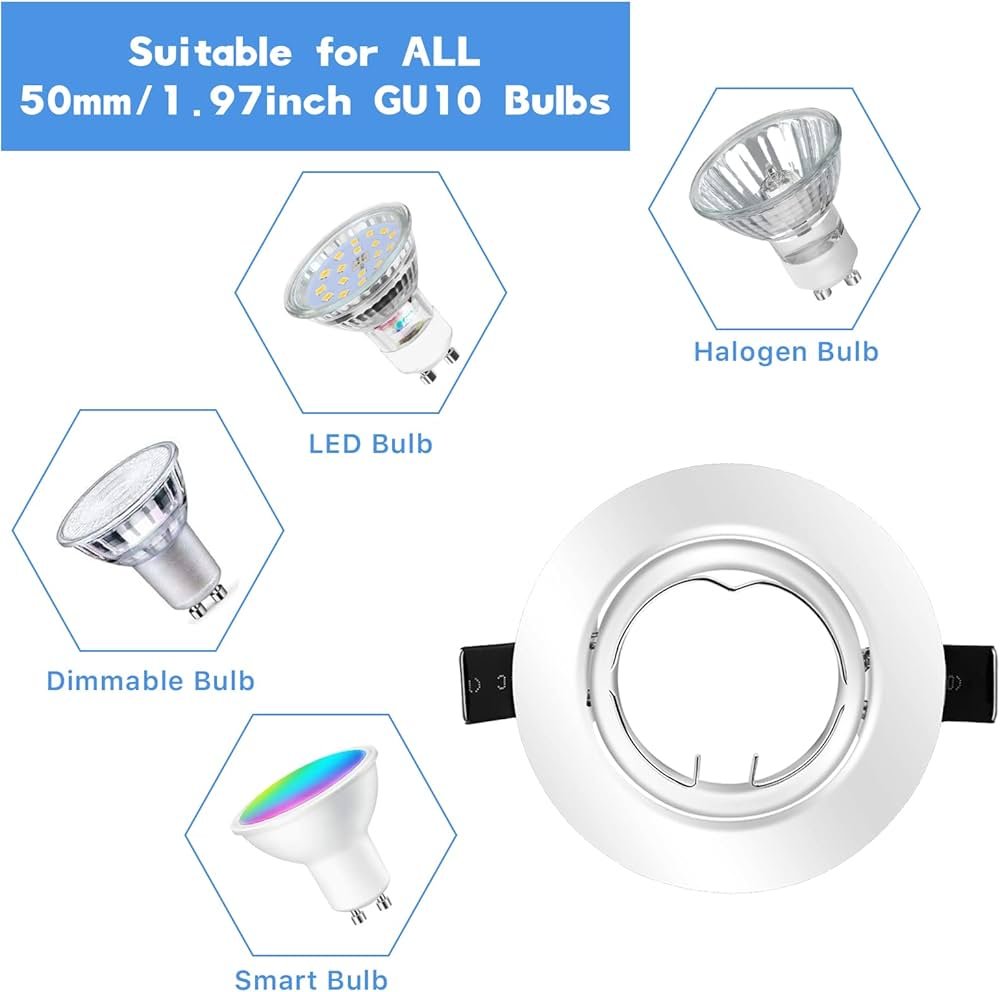 Recessed Spotlights GU10 Set of 40 White Mounting Frame with ...