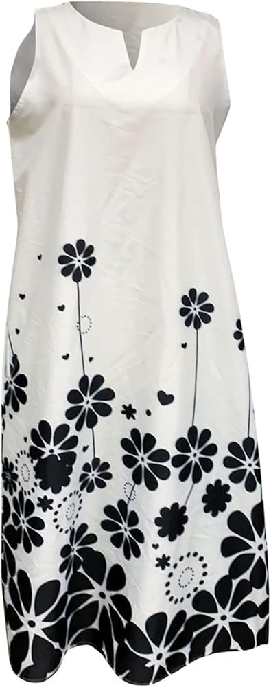 riou Women's Elegant Long Summer Sleeveless Floral Print Retro ...