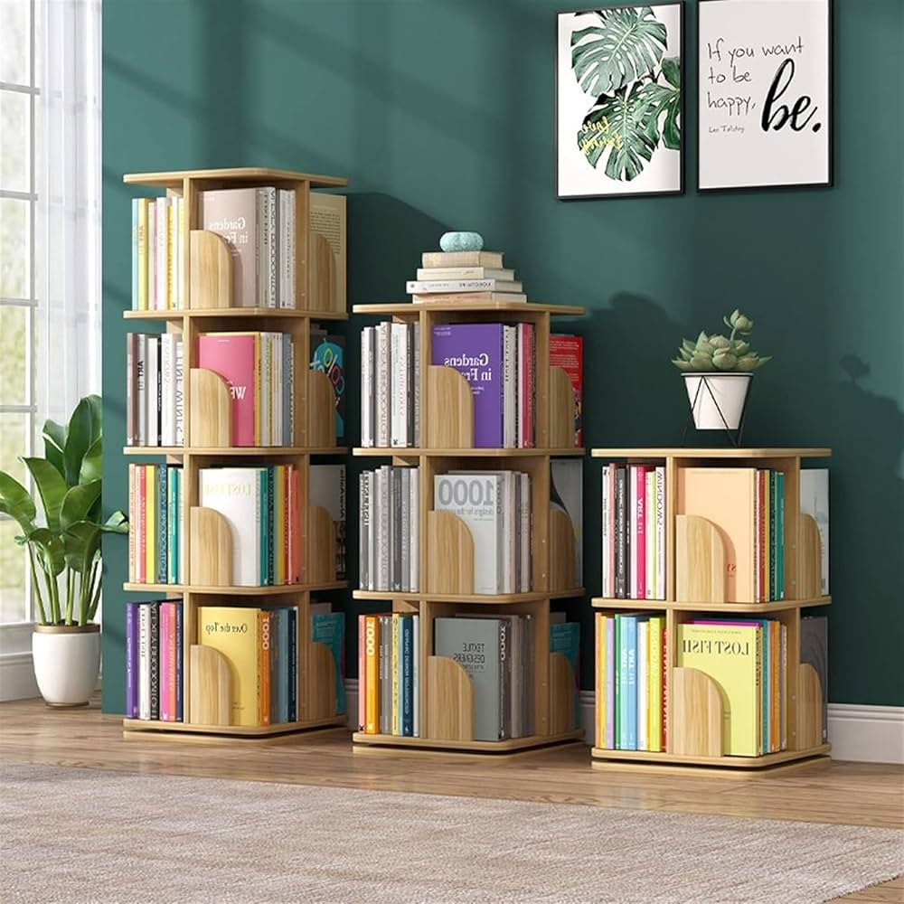 RKJDMSWJ Bookcases Rotatable Bookshelf Multi-Layer ...