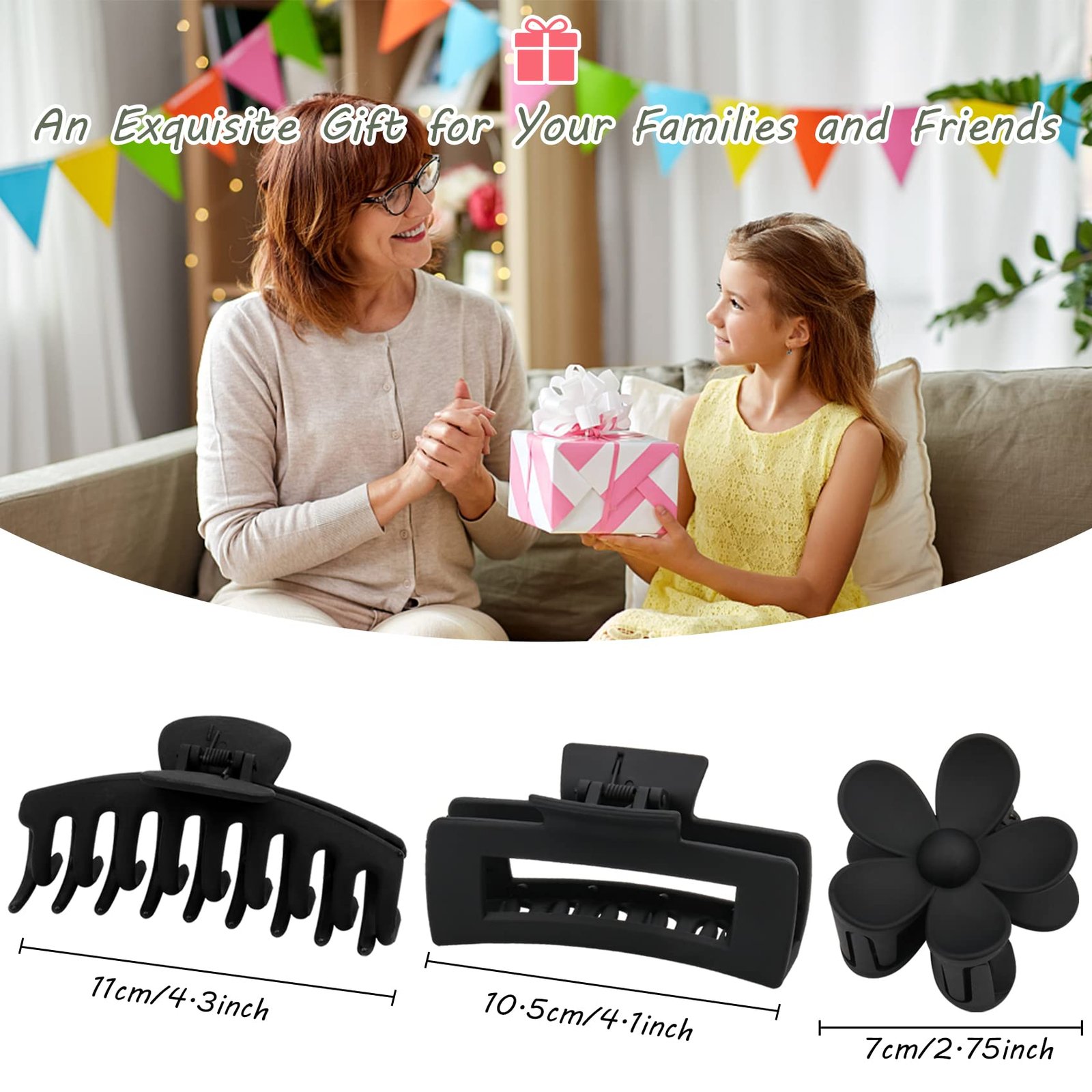 RVUEM 12 PCS Large Hair Claw Clips Flower Claw Hair ...