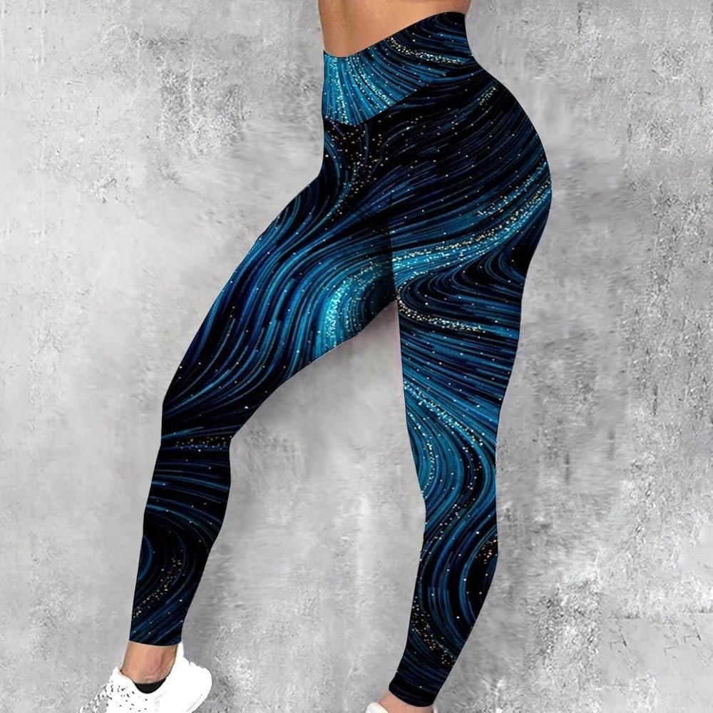 s Yoga Pants Fluid Sports Leggings Women Elastic Waist Printed ...