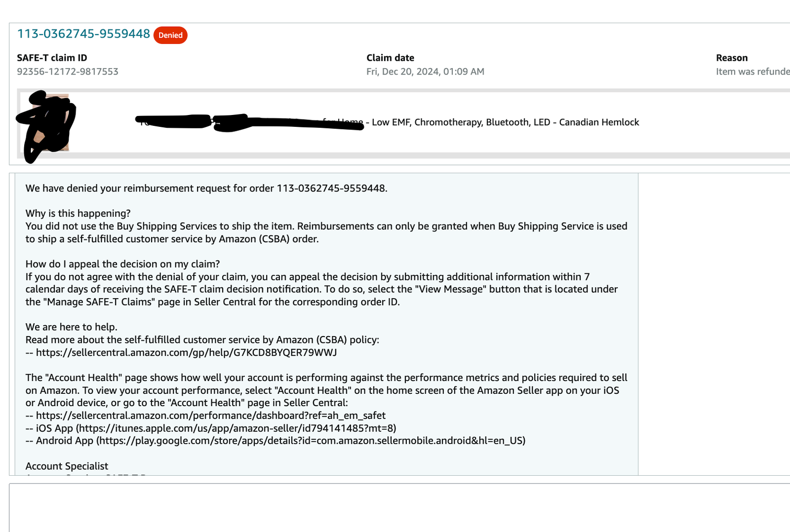 SAFE-T Claim Denied because I have Free Returns, but I do NOT ...