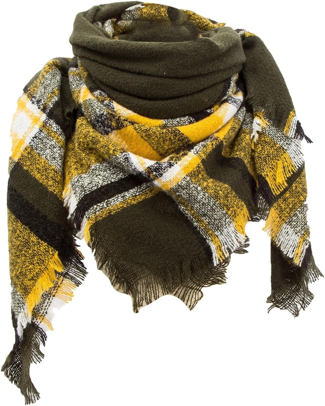 Scarf Hat Gloves Set for Men Women Triangle Plaid Scarf for Women