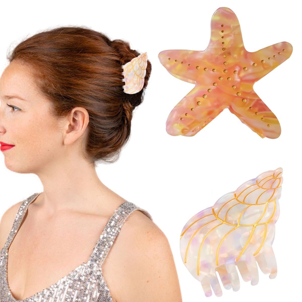 Seashell Hair Clip, Acetate Animal Hair Claw Clips, Beach ...