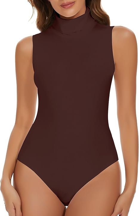 SHAPERIN Body Femme Col Roulé Bodysuit Sans Manche ...