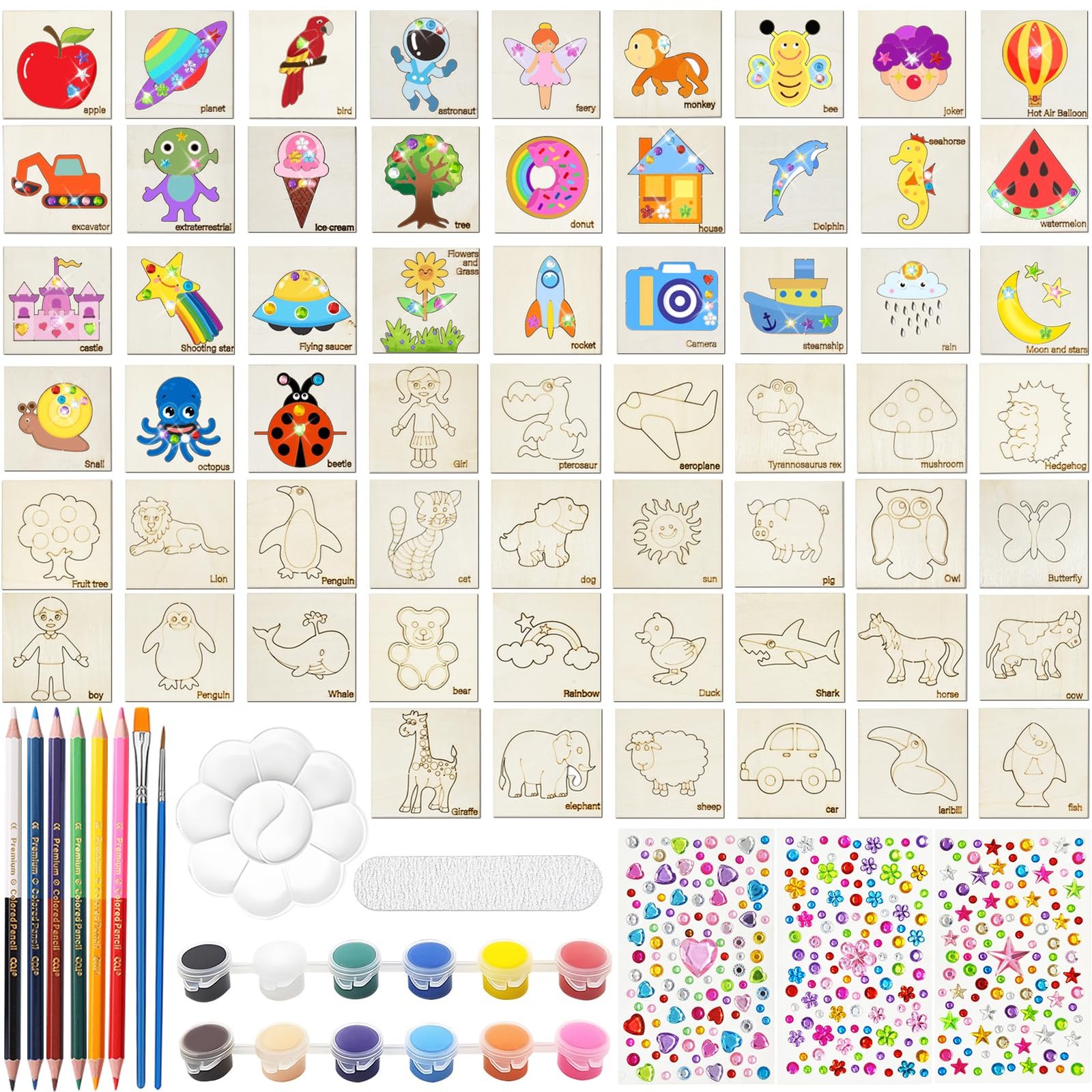 Shinybox Kit de Bricolage en Bois, 60 Pièces Planche à Dessin en ...