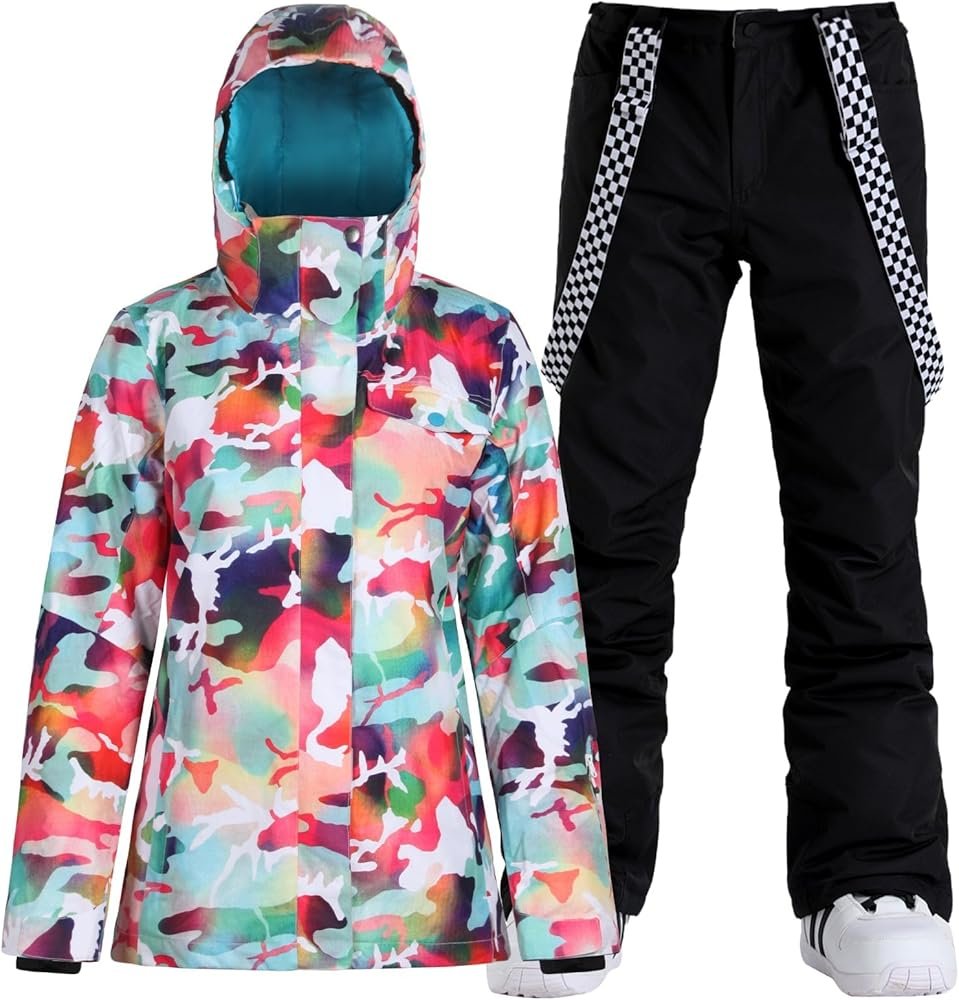 Ski suit sets for girls and women, waterproof snowboarding clothing ...