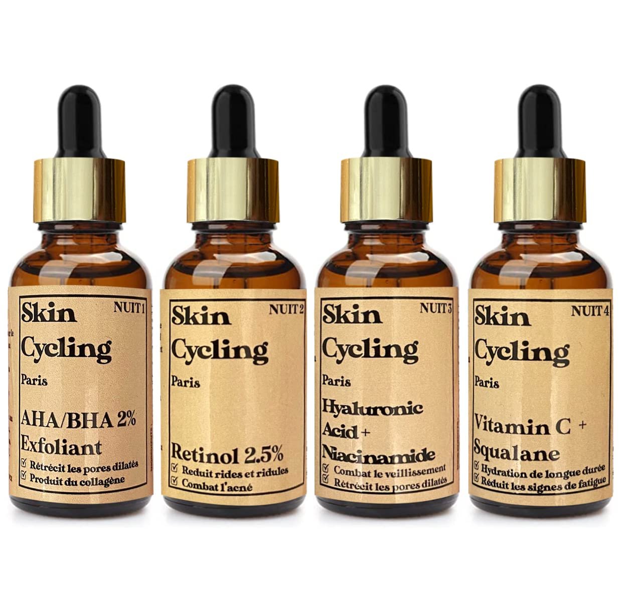 Skin Cycling Paris - kit de sérums - anti-âge visage/serums de nuit