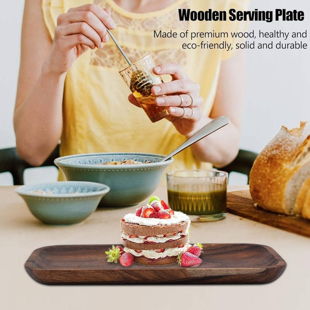 Solid Wood Serving Dishes, Small Wooden Tray, Rectangular Sushi ...