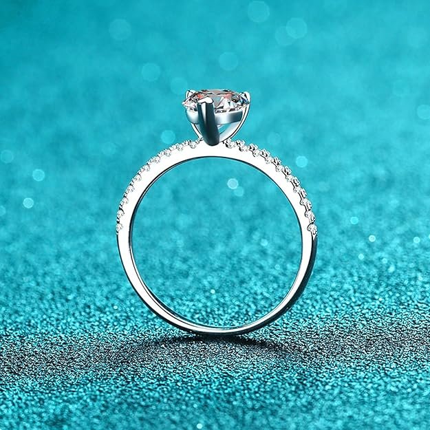 Stfery Bague pour femme en or blanc avec diamants 1 ct taille cœur ...