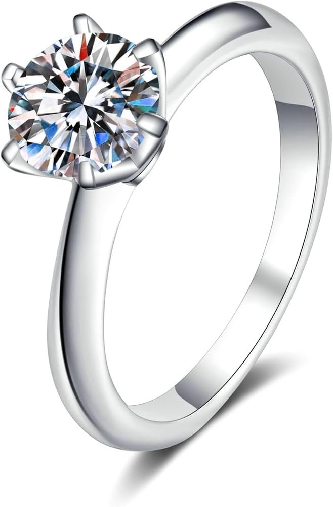 Stfery Bague pour femme en or blanc avec diamants 1 ct taille cœur ...