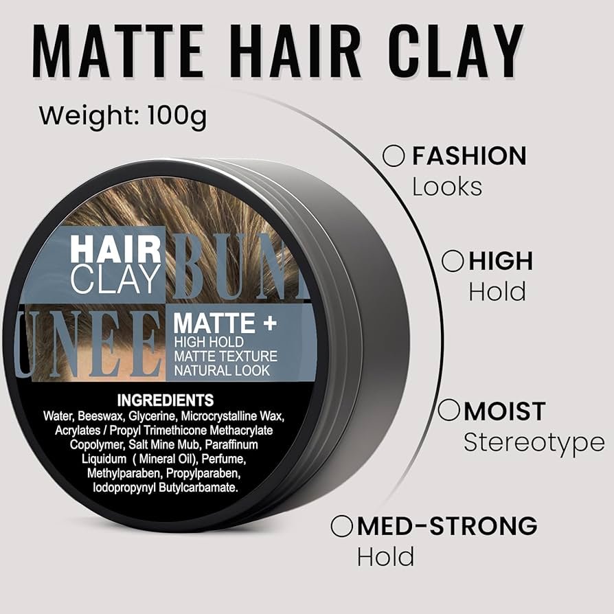 Styling Clay 100g, Hair Styling Matte Clay Cire Fixante Cheveux ...