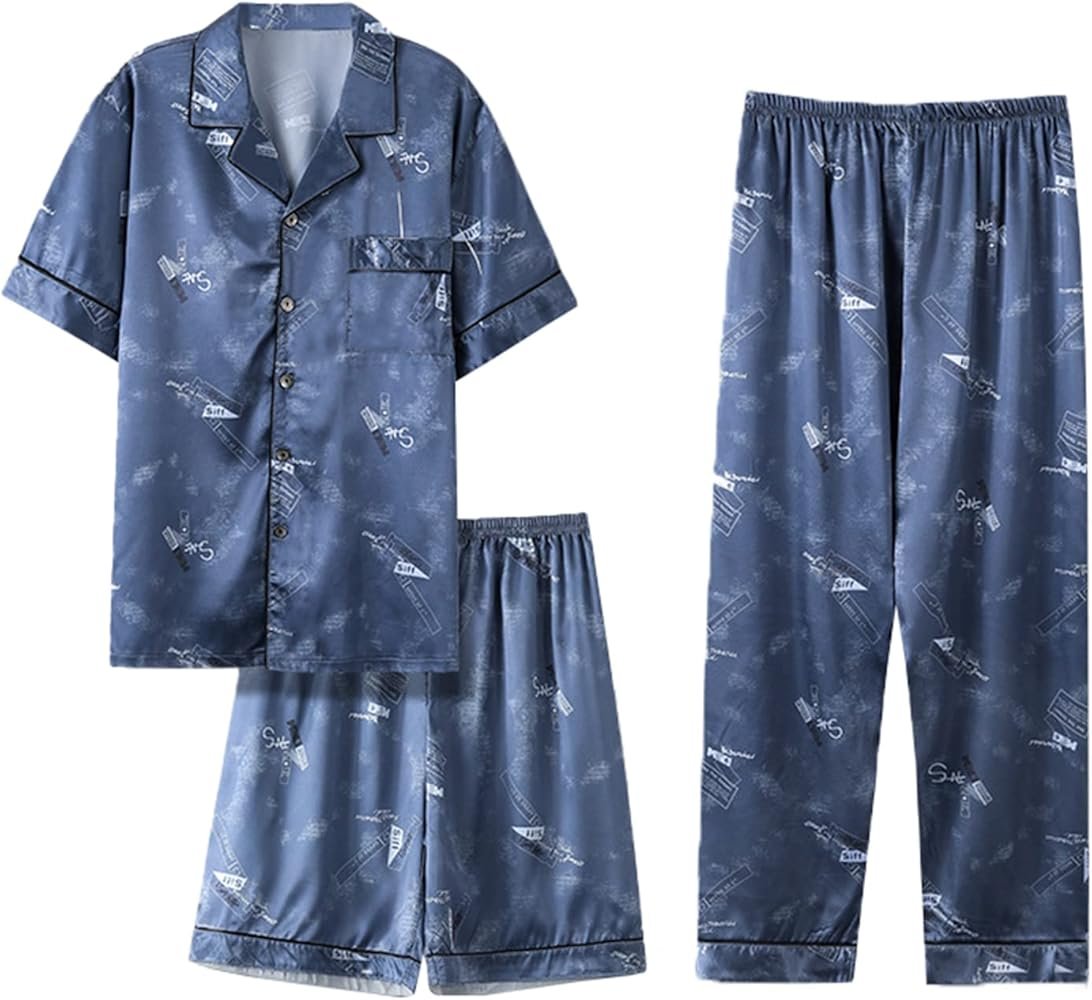 Summer Silk Thin Pajama Sets Nightwear Pajamas Girl Men ...