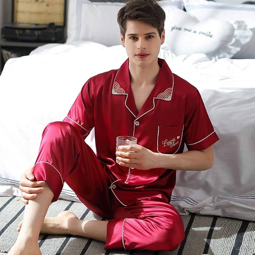 Summer Silk Thin Pajama Sets Nightwear Pajamas Girl Men ...