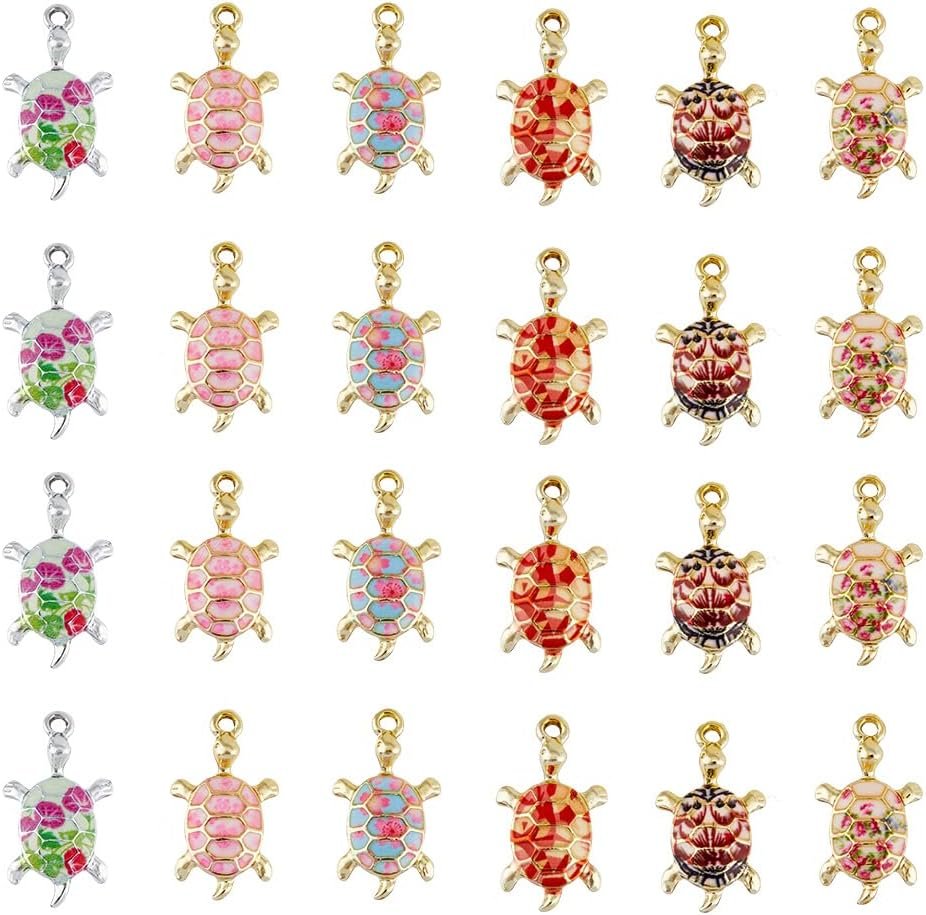 SUPERFINDINGS 24 Pcs 6 Couleurs Alliage Tortue Émail ...