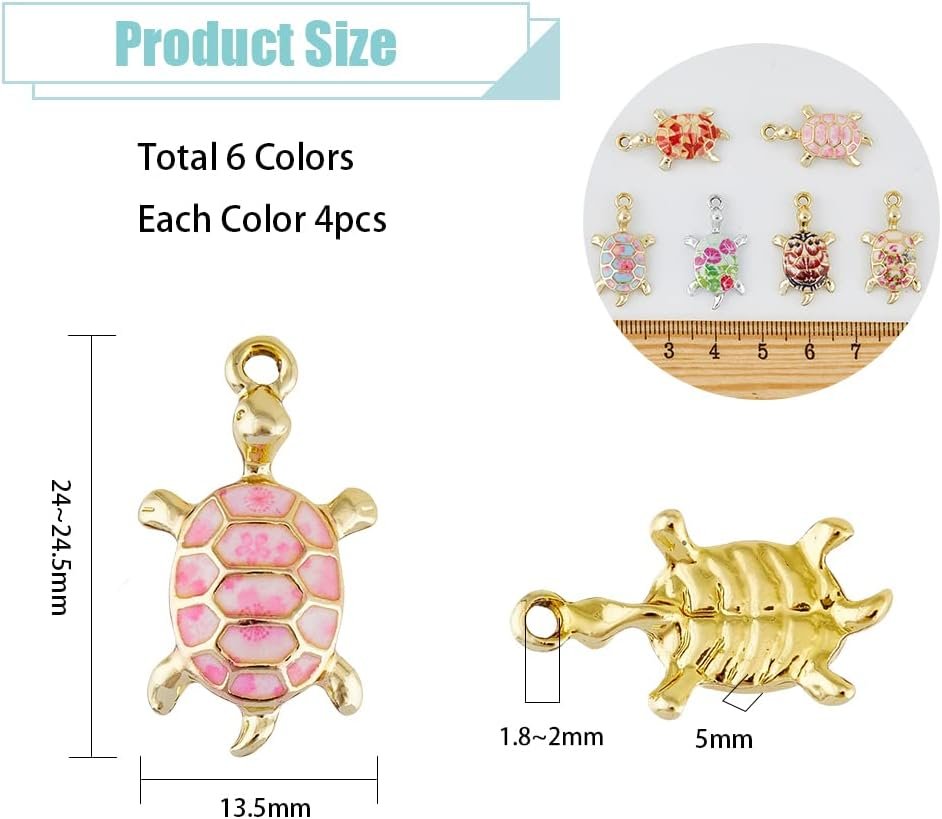SUPERFINDINGS 24 Pcs 6 Couleurs Alliage Tortue Émail ...
