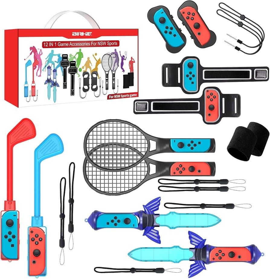Switch Sports Accessories Kits,12 in 1 Sports Family Party Pack with ...