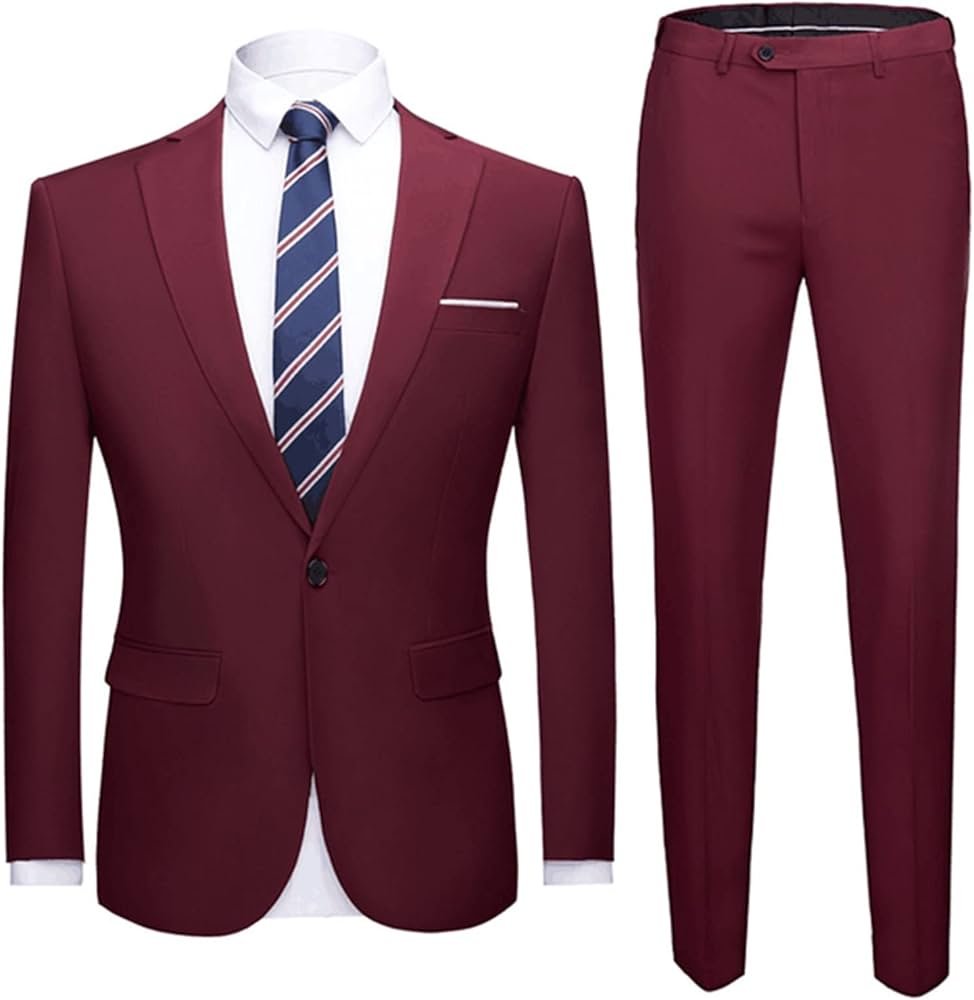 SYGZMY Men Suits Slim Business Tuxedo Men's Suit Set Formal ...