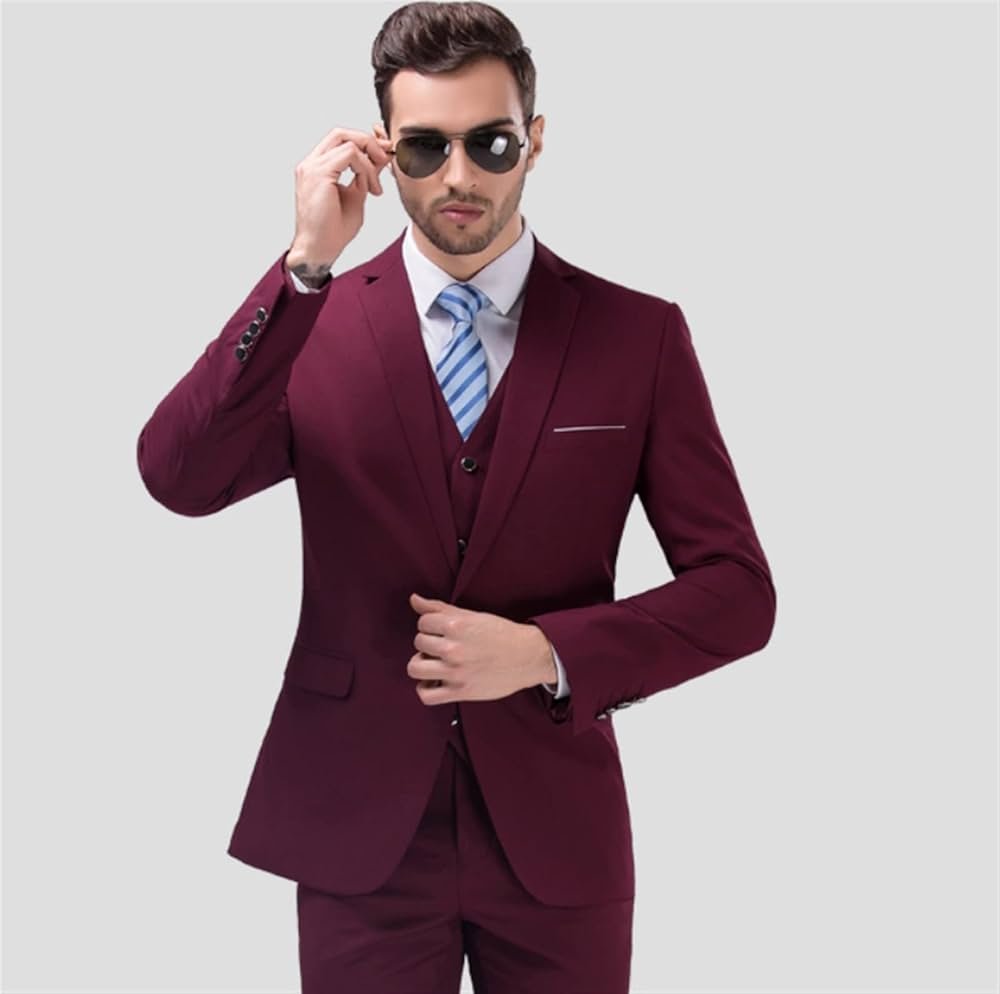 SYGZMY Men Suits Slim Business Tuxedo Men's Suit Set Formal ...