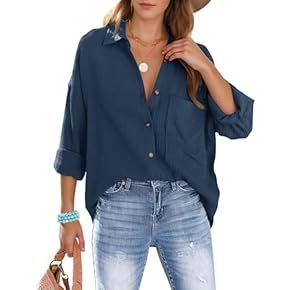 Chemise Fluide Femme Bleu Nuit Coupe Oversize