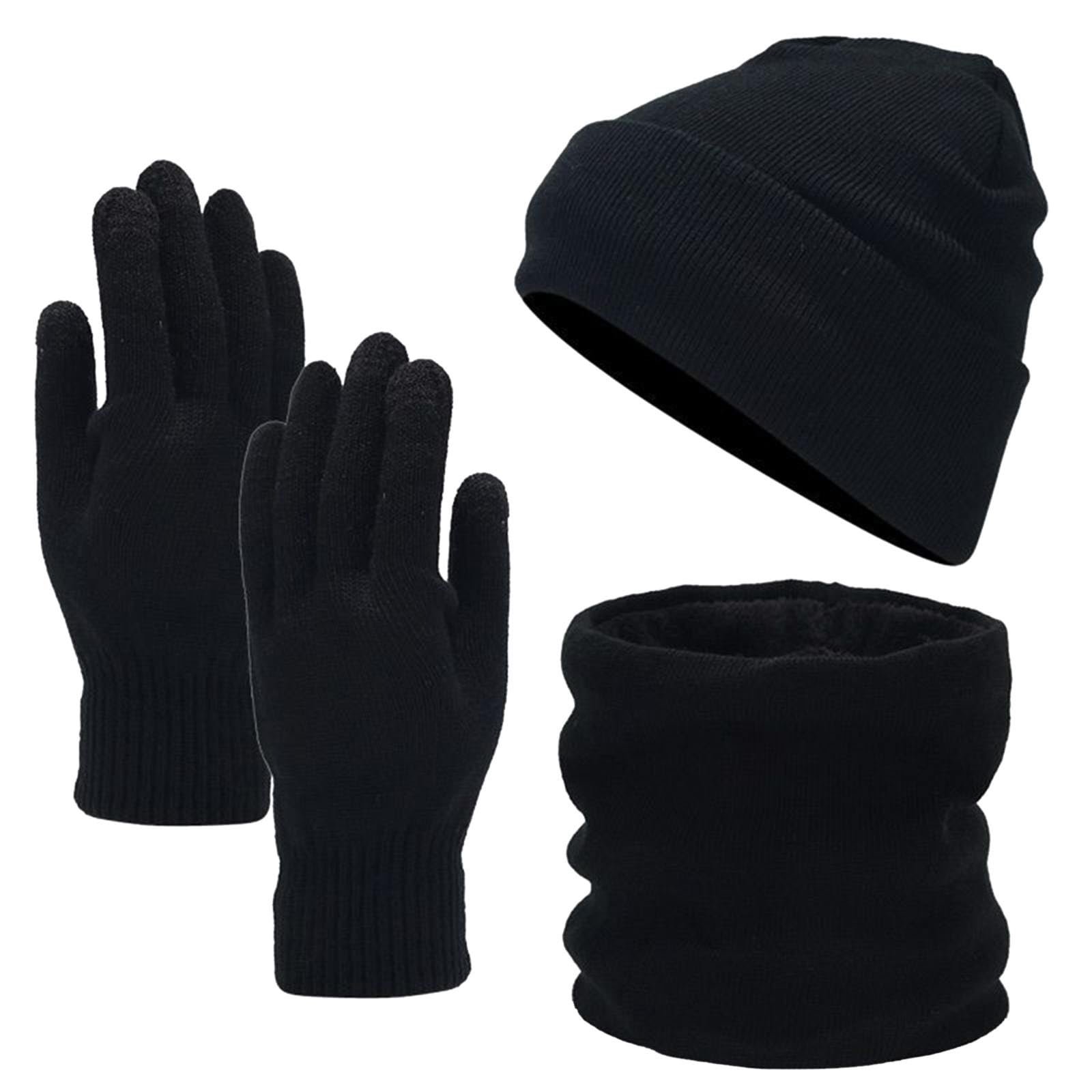 TianWlio Set Hat Scarf Gloves for Men Women Warm Soft Knitted ...