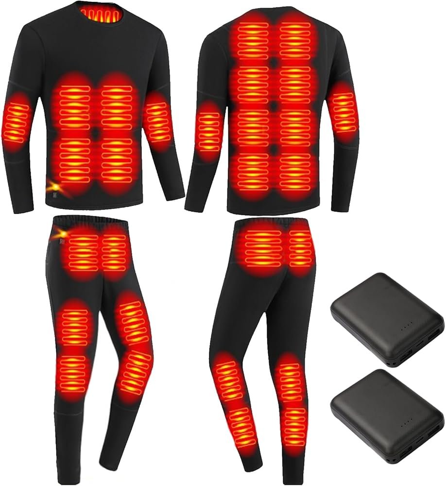 TOVCHEI 28 Zone Heating Underwear Set for Men Women Winter ...
