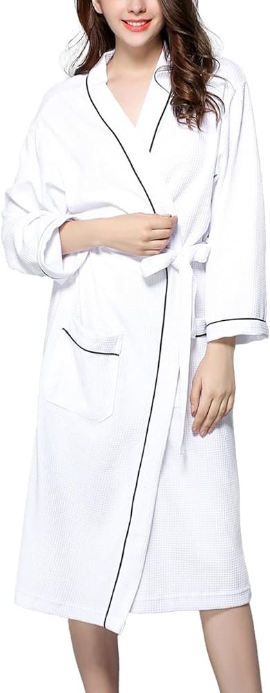 Unisex Dressing Gown Kimono Sleepwear Waffle Soft Bathrobes ...