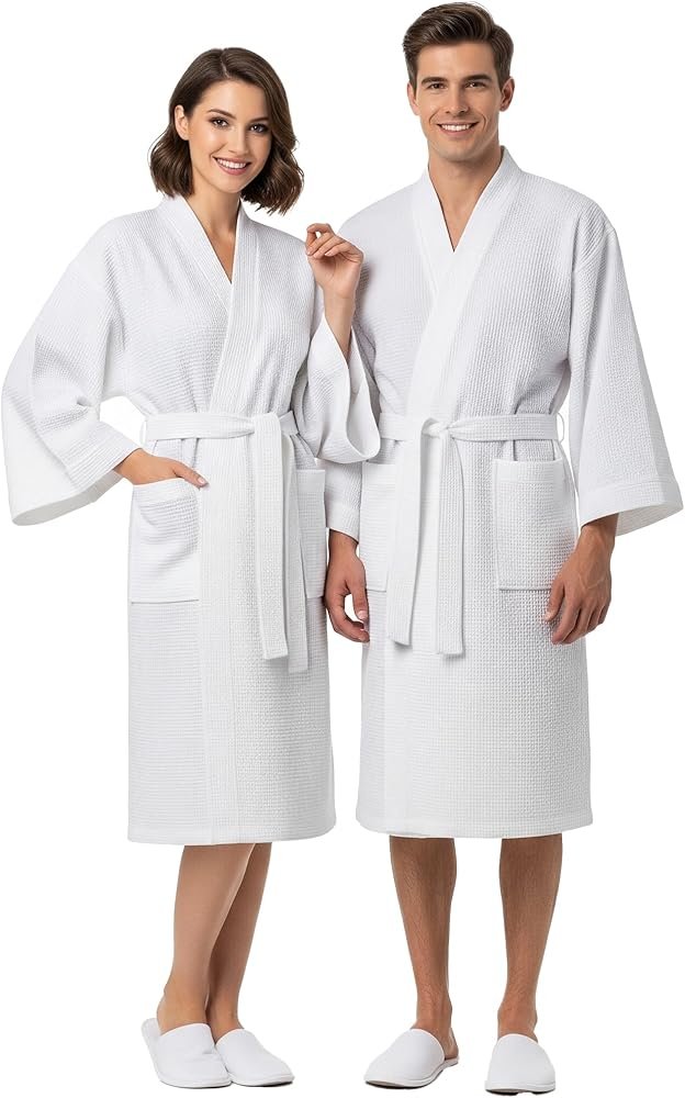 Unisex Dressing Gown Kimono Sleepwear Waffle Soft Bathrobes ...