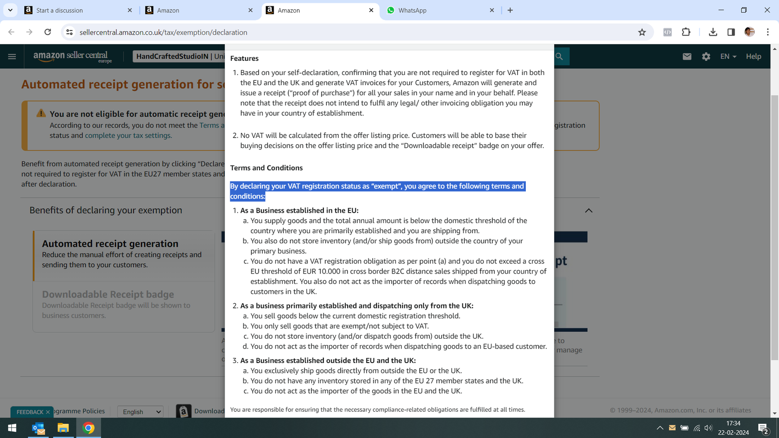 VAT establisment but I am registered exempt