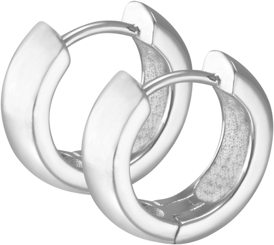 Vinani Boucles d'oreilles Femme 925 Argent - Créoles à clapet Set ...