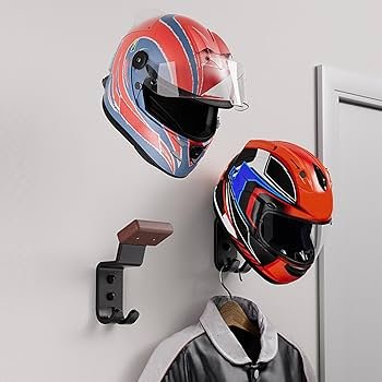 Wall Mount Helmet Rack, Helmet Storage with Hooks ...