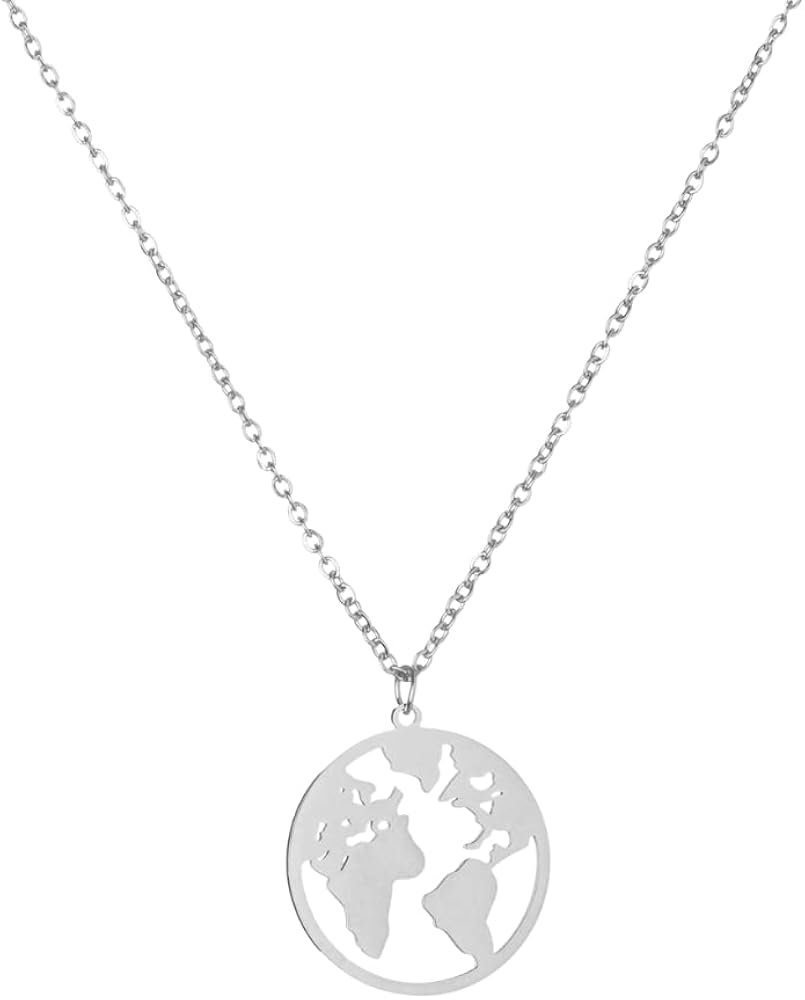 WearTravelers Collier Carte du Monde en Argent 925 - Pendentif ...